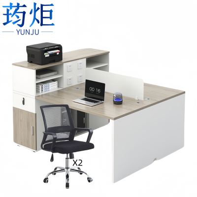 荺炬屏风工位双人位+2椅组