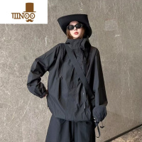 YANXUHN潮牌-户外登山连帽冲锋衣外套男女同款防风防水宽松百搭情侣夹