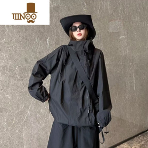 YANXUHN潮牌-户外登山连帽冲锋衣外套男女同款防风防水宽松百搭情侣夹