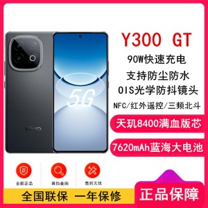 [全新]vivo Y300 GT 黑色 8GB+256GB 天玑8400满血版 双卡5G芯 7620mAh大电池 90W充电 5000万高清影像 5G 手机