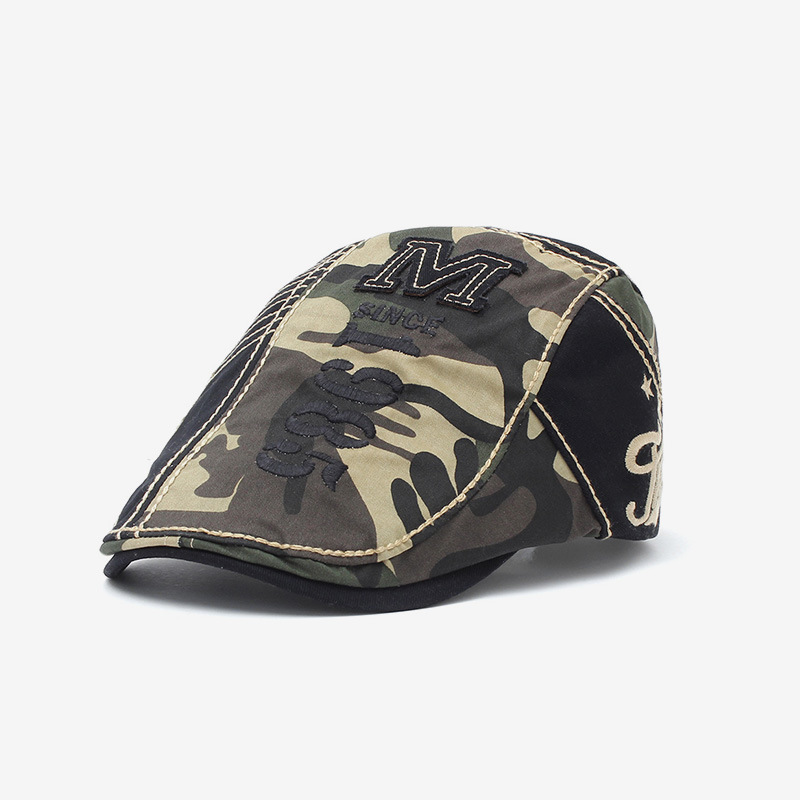 春秋季鸭舌帽登山徒步男女帽子拼接迷彩帽户外休闲刺绣字母前进帽