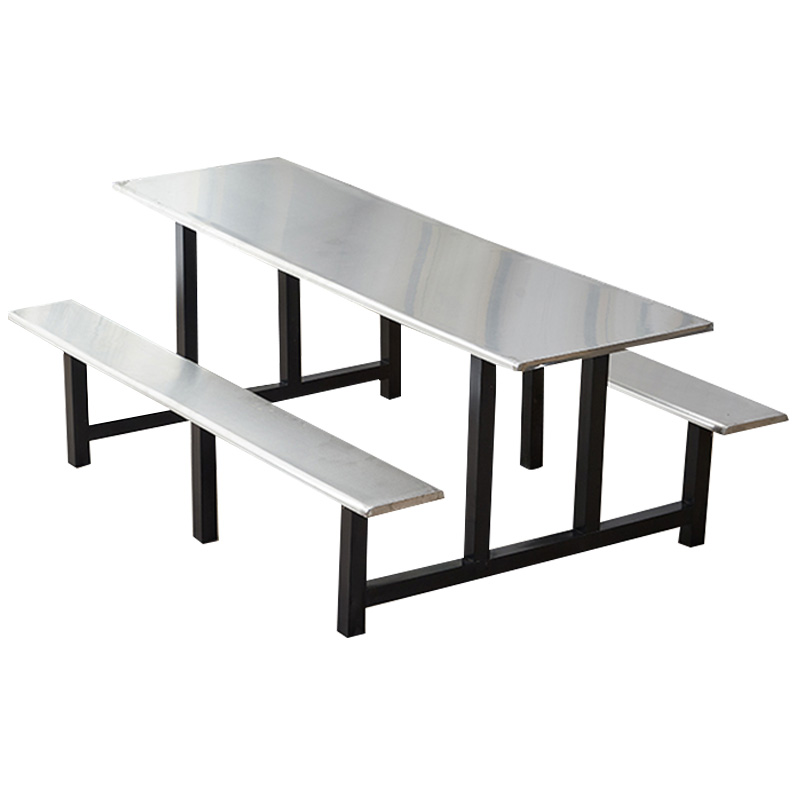 正斌学校食堂不锈钢餐桌椅4人6人13人位工厂员工饭堂连体快餐桌椅组合8人位(黑色支架款)