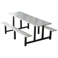 正斌学校食堂不锈钢餐桌椅4人6人13人位工厂员工饭堂连体快餐桌椅组合8人位(黑色支架款)