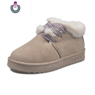 FISHBASKET雪地靴女短筒冬季2019新款时尚韩版百搭学生加绒加厚保暖面包棉鞋靴子