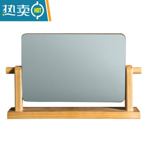 敬平台式化妆镜欧式镜子简约实木梳妆镜便携眼镜店木质桌面镜高清美容便携式用镜 原木色