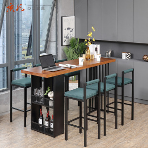 可定制实木家用北欧轻奢铁艺吧台桌高脚桌