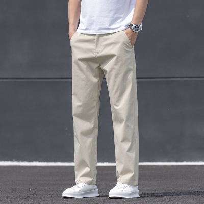 男士夏季薄款亚麻休闲裤直筒宽松大码中年爸爸装舒适透气长裤男装