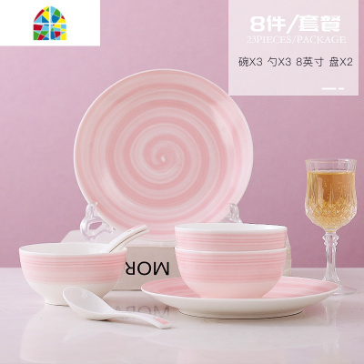 网红日式碗碟套装北欧陶瓷碗筷盘子家用景德镇创意个性餐具吃饭碗 FENGHOU 泥彩蓝33件套(收藏筷子)