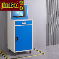 锦北PC工业电脑监控机箱柜机一体机网络柜工业机柜 蓝白-带轮组装款