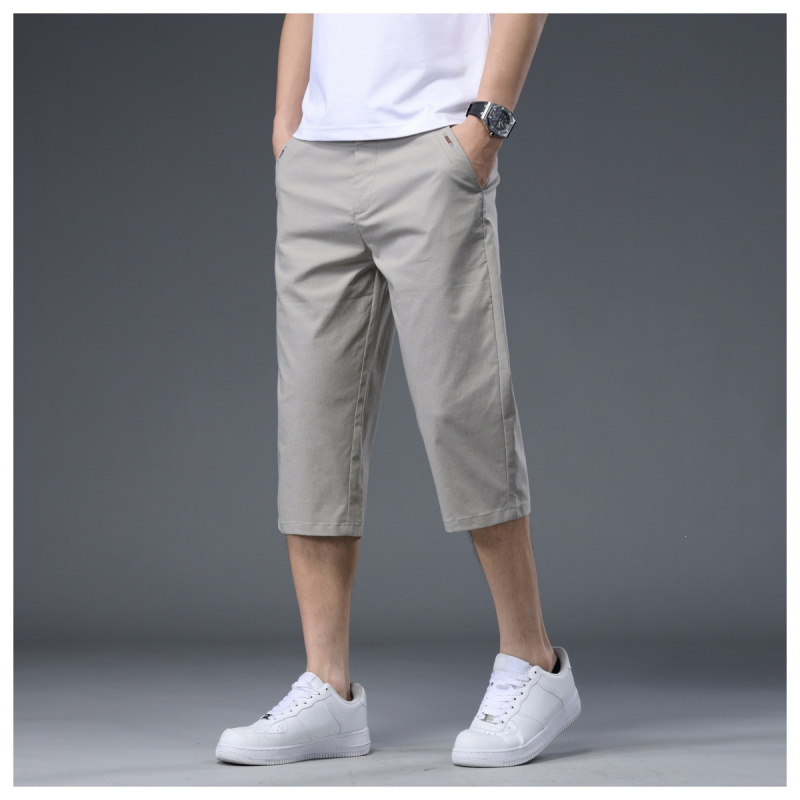 百搭透气运动裤薄款时尚子宽松七分裤商务潮流休闲短裤男士夏季棉