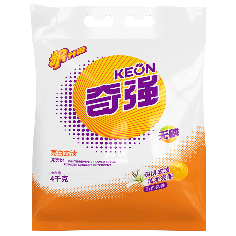 奇强(keon) 【升级】亮白去渍洗衣粉 4kg/袋 1袋装 8斤大袋家庭装