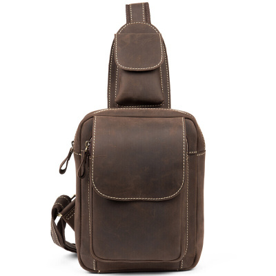 CCMVP品牌自营质量保证-CCMVP休闲品牌男秋季款软皮男士休闲男牛皮背疯马皮胸复古单肩斜挎