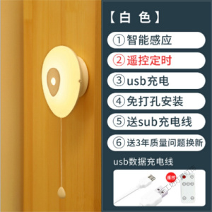 苏宁放心购 人体自动感应小夜灯可充电式卧室床头声控家用卫生间专用卧室台灯