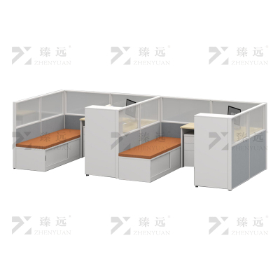 臻远 ZYGW-127屏风工作卡位职员桌办公桌 F型双人位含活动柜