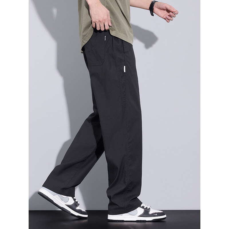 天丝棉裤子休闲百搭时尚垂感宽松显瘦运动松紧腰阔腿直筒裤莱赛尔