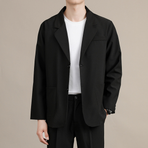 啄木鸟黑色西装外套男士休闲西服2025新款商务正装结婚伴郎夹克K