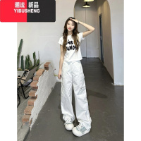 YIBUSHENG设计感小众chic港味白色正肩短袖T恤女季辣妹修身显瘦掐腰上衣