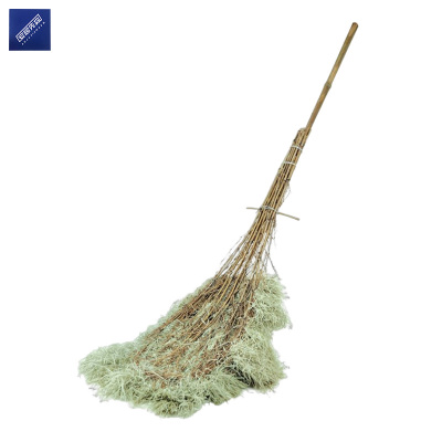 安居先森马路环卫大笤帚扫帚扫把 木柄塑料丝2.5斤 原竹黄青色
