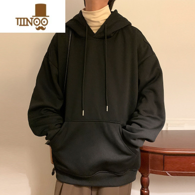 YANXUoversize纯色基础款卫衣男潮牌美式复古长袖衣服连帽外套