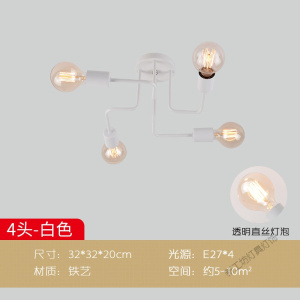 苏宁放心购 创意客厅led吸顶灯铁艺工业风餐厅卧室书房个性简约loft酒店灯具