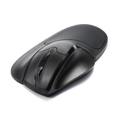 日本山业（SANWA）人体工学垂直无线鼠标（带指托掌托3档DPI办公游戏）黑色右手无线400-MA108R