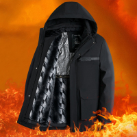 啄木鸟冬季新款男士保暖羽绒服加绒加厚鹅绒外套中年爸爸装上衣男