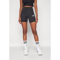 Adidas高弹贴身训练健身运动裤女束腰紧身短款九分运动休闲裤深蓝白