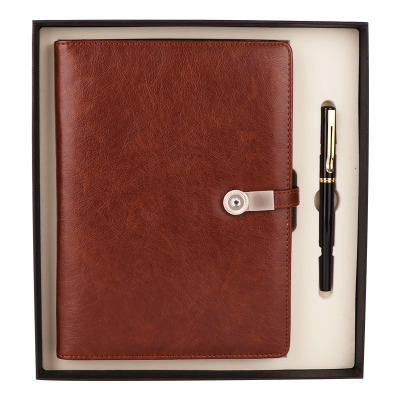 优必利商务可充电笔记本/记事本定制logo可印刷仿皮面笔记本带充电宝/U盘文具会议送礼A5活页本套装55525