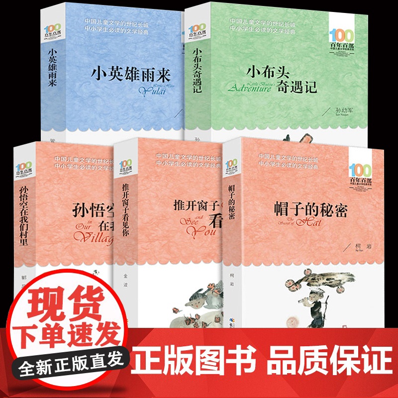 正版全套5册推开窗子看见你 小英雄雨来六年级读原著完整版 小布头奇遇记三年级孙幼军 孙悟空在我们村里四年级 帽子里的秘密
