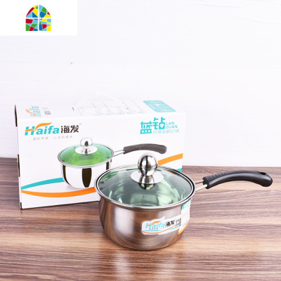 不锈钢奶锅家用带把宿舍长柄迷你小锅汤锅韩国泡面锅14cm16cm FENGHOU 1厘特厚16cm(单柄)