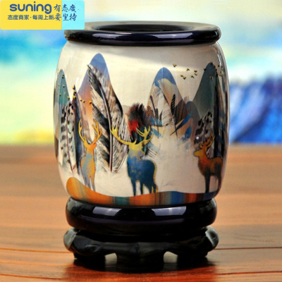 希杰狮王办公室旋转个性简约现代收纳盒桌面创意摆件商务礼品定制北欧风麋鹿笔筒