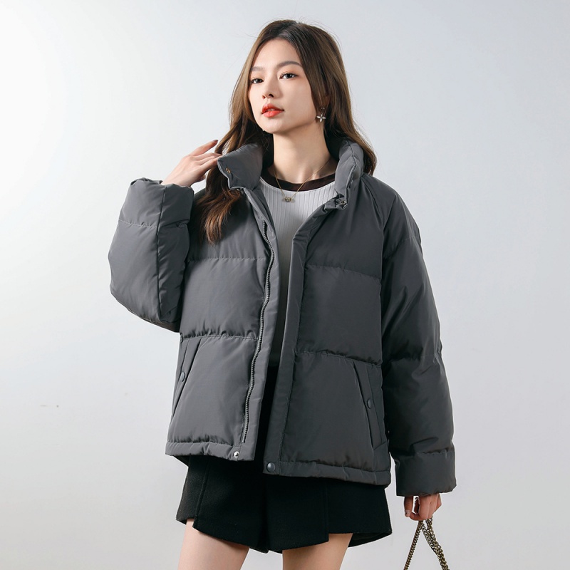 新款纯色加厚简约羽绒服女小个子白鸭绒面包服冬季外套