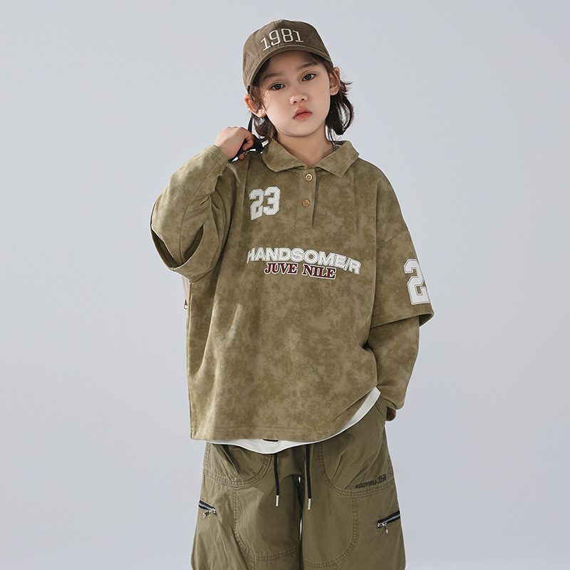 男童秋季POLO衫炸街儿童装秋装卫衣痞帅新款大童春秋款上衣潮