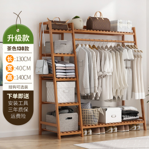 简易挂衣架落地式家用晾衣服架子卧室内简约现代实木省空间衣帽架