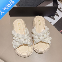 SUNTEK仙女风凉拖女夏外穿2023新款厚底松糕鞋海边度假沙滩拖鞋ins