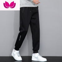 七斓裤子男款春季宽松潮牌束脚黑色休闲长裤男士潮流针织运动卫裤