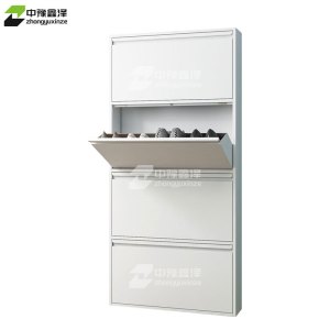 中豫鑫泽 ZYXZ4022020 钢制翻斗鞋柜简约现代收纳柜白色四斗