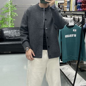 秋冬季复古百搭松弛感圆领开衫毛衣慵懒风假两件纽扣针织外套