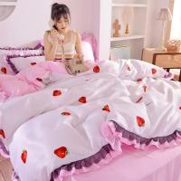 美帮汇天丝四件套款床品套件少女心公主风床单被套荷叶边床上用品