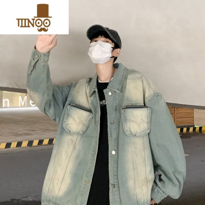 YANXU美式复古水洗设计感牛仔外套男女ins潮牌小众欧美高街夹克