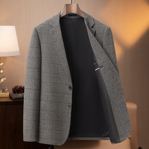 秋季厚款商务休闲西服弹力免烫潮流西装韩版修身单西
