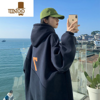 YANXU卫衣男600g硬挺藏蓝色连帽外套男潮牌痞帅美式复古情侣装