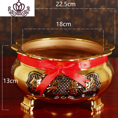 封后佛具纯铜合金三脚莲花边檀香炉供财神供关公家用室内供佛9寸佛光普照炉香薰灯炉/器具