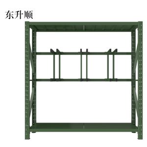 东升顺消防铁锹镐农具摆放架安保装备器材存放架军绿色拆装盾牌货架锹镐架2000*600*2000