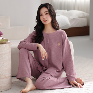 年新款睡衣女士秋冬季羊毛德绒加厚保暖简约开衫家居服可外穿