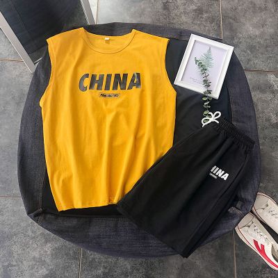 点像运动服男套装夏季男装港风学生无袖背心套装男韩版潮流沙滩短裤潮