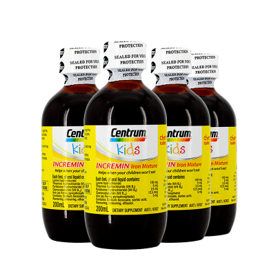 4件装|Centrum善存婴幼儿铁元补充铁口服液200ml樱桃儿童补充铁补血改善缺铁贫血补VB+铁樱桃味儿澳洲进口