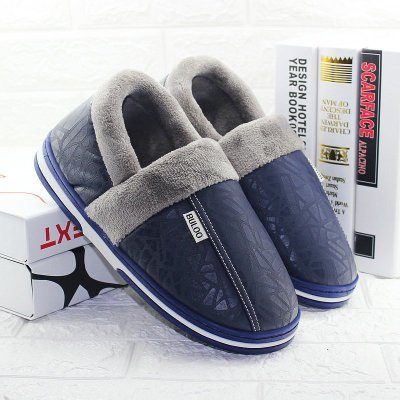 2019秋冬季男士防水皮面包跟棉拖鞋加大码大号加肥保暖454647484950棉鞋男款2813