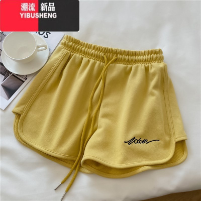 YIBUSHENG2024季运动短裤女宽松外穿跑步居家睡裤高腰休闲阔腿裤瑜伽热裤