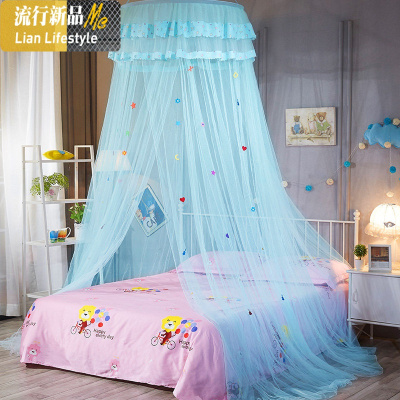 圆顶吊顶蚊帐儿童小孩床单人家用落地宫廷1.2米公主风免安装床幔 三维工匠